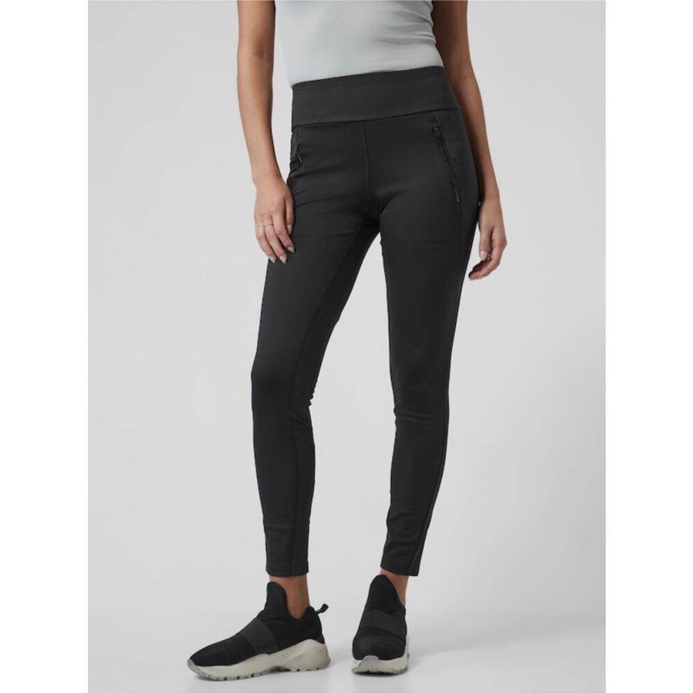 $108 New Athleta Peak Hybrid Fleece Tight - Black - Small